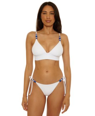 Women's Modern Edge Rib Banded Bikini Top and Tie Side Bikini Bottoms
