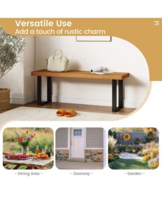 Set of 2 Outdoor Bench 48 Inch Long Patio Dining Bench