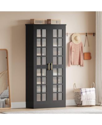 71-Inch Tall Shoe Cabinet with Doors Set of 2, 8-Tier Shoe Storage Cabinet with Adjustable Shelves, Modern Shoe Organizer Shoe Rack Cabinet