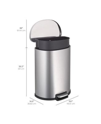 Step-On Trash Can 13.2 Gallon, D Shaped Stainless Steel