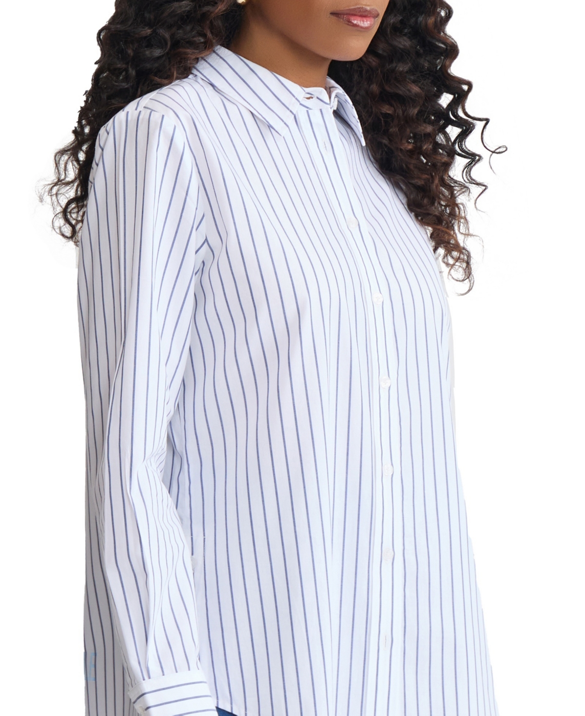 Jones New York Women's Stripe Button Front Shirt