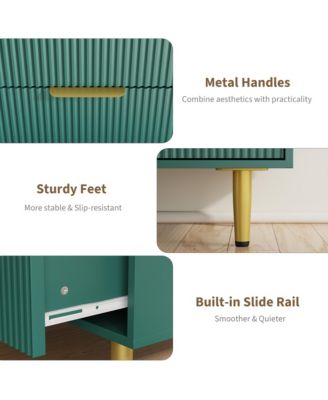 Modern Fluted Drawer Dresser Wood Chest of Drawers with Metal Handles and Legs, Storage Organizer Cabinet