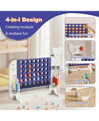 4-in-1 Giant Outdoor Game Set – Jumbo Connect 4, Basketball, Ring Toss & Golf for Kids & Adults