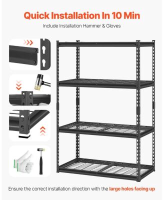 4-Tier Storage Shelves, 2400-Lb Capacity, Adjustable Heavy-Duty Utility Rack