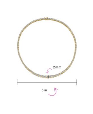 Graduated CZ Round Statement Tennis Necklace Collar Yellow Gold Plated