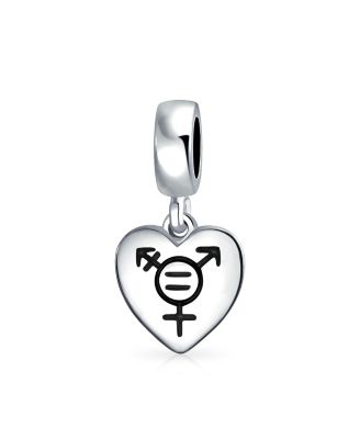 Heart Pride Gay Rights Dangle Charm Bead Sterling Silver Fits European Bracelet