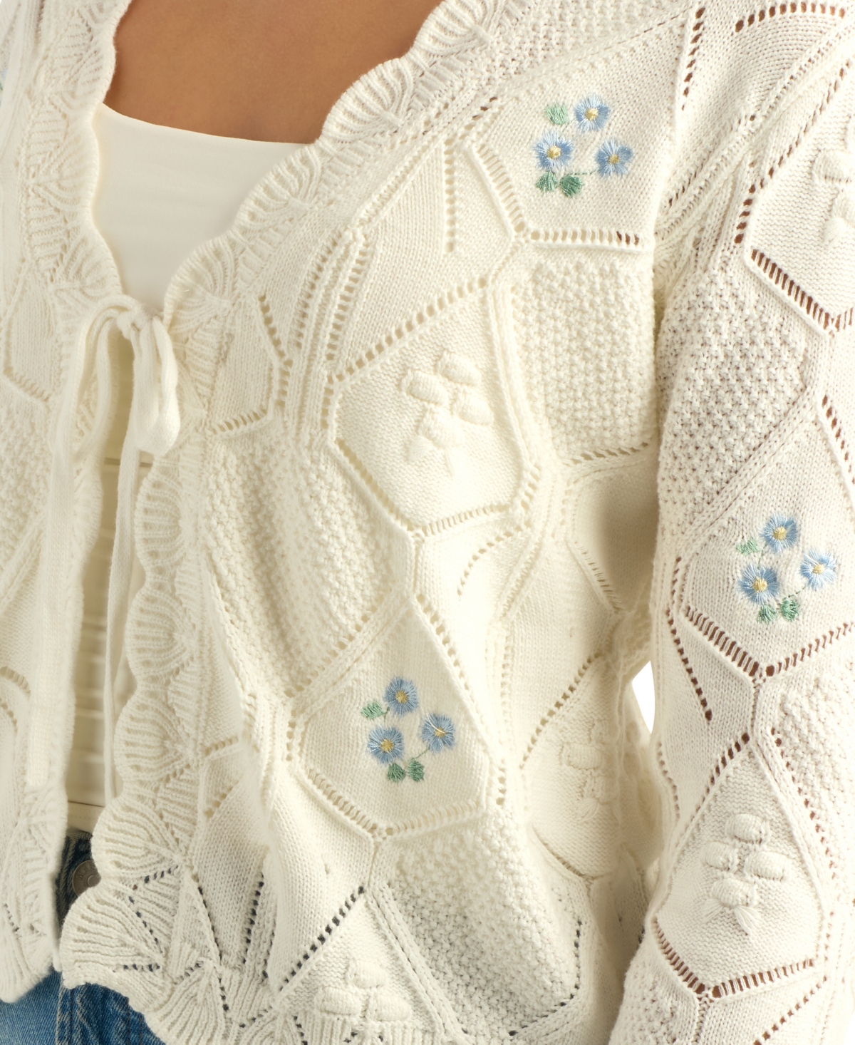 Bcx Juniors' Printed Long-Sleeve V-Neck Cardigan Sweater