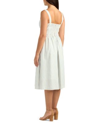 Juniors' Striped Square Neck Midi Dress