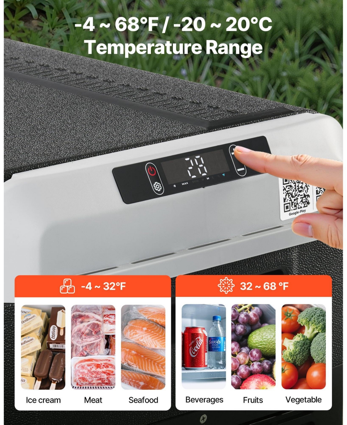 Mecale 31.7QT/30L 12 Volt Car Refrigerator, Portable Electric Cooler, -4 68 Adjustable Temperature, 12/24V Dc and 100-240V Ac