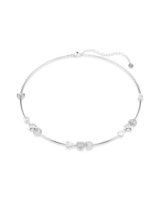 Heart with Arrow, White, Rhodium Plated Idyllia Necklace