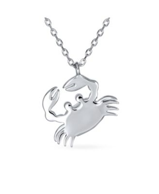 Tropical Nautical Blue Created Opal Sand Crab Pendant Necklace Sterling Silver