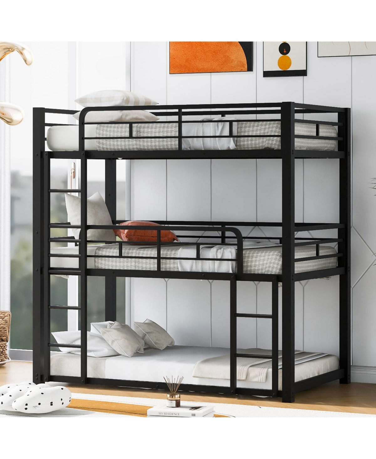 Boyel Living Metal Twin Triple Bunk Bed