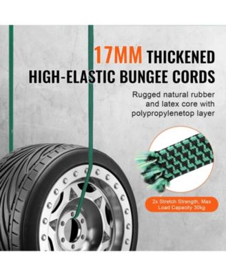 32-Piece Flat Bungee Cord Set, 17mm Heavy-Duty Bungee Straps with A3 Steel J-Hooks, 10-40" Assorted Lengths, Bag & Clips