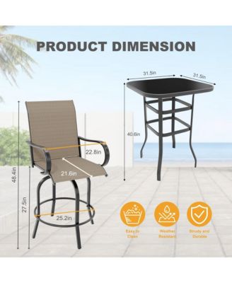 5 PCS Outdoor Bar Set with Outdoor Bistro Table and Chairs Set of 4, Bar Height Outdoor Dining Set