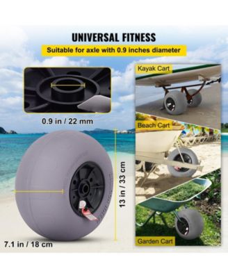 2-Pack 13" Beach Balloon Wheels, TPU Replacement Sand Tires for Kayak Dolly, Canoe Cart and Buggy with Air Pump