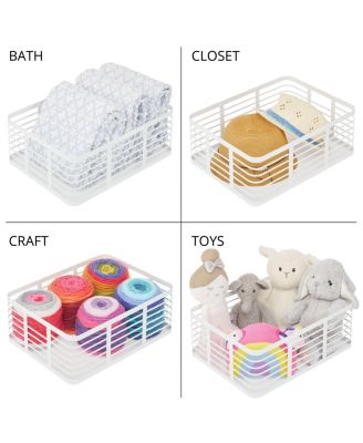 Metal Pantry Basket with Handles - Set of 2 - Matte White