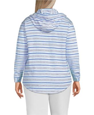 Women's Plus Size Long Sleeve Slub Hooded Popover