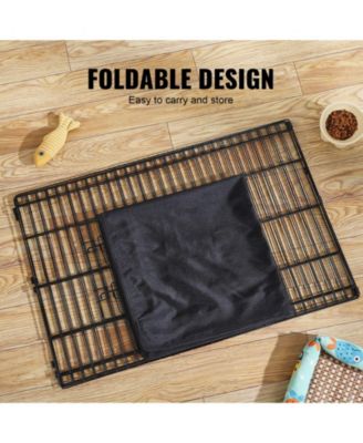 Dog Playpen, 4-Panel 24 x 36 in Foldable Metal Exercise Pen w/ Door, Top Cover & Bottom Pad, Indoor/Outdoor Pet Fence