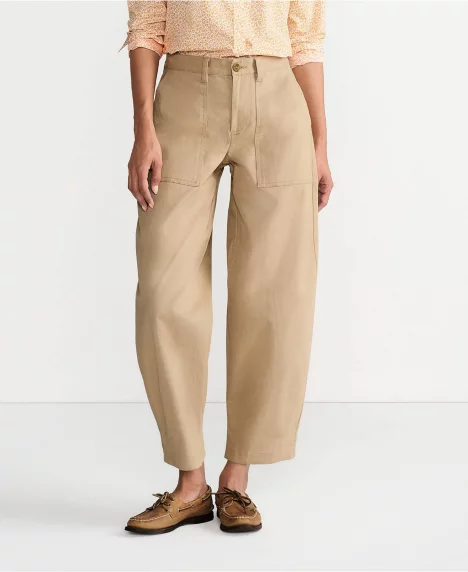 Petite Chino High Rise Barrel Leg Utility Ankle Pants - Desert tan