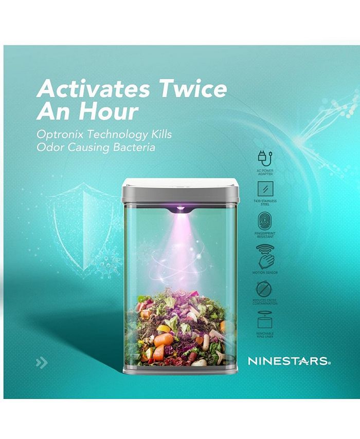 Ninestars Nova Series 13 Gallon Odor Elimating Automatic Kitchen Trash Can - Silver