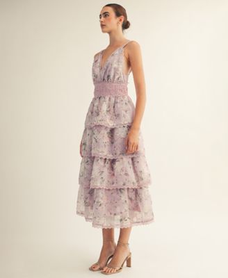 Women's Sylvie Floral Tiered Trim Midi Dress