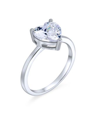 Classic 2CT Cubic Zirconia CZ Solitaire Heart Shaped Promise Ring Sterling Silver
