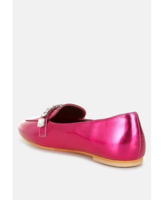 Womens Celosia Metallic Diamante Strap Loafers