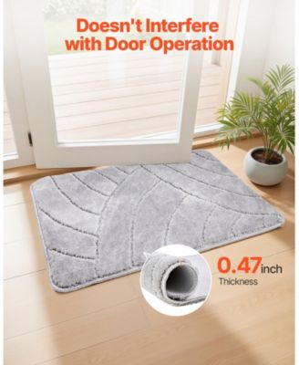 Gray Door Mat, 35.8 x 24.0 in Low-Profile Doormat w/ Non-Slip TPR Backing, Absorbent Dirt-Trapping Entry Mat for Porch/Patio