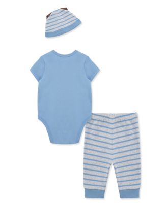 Baby Boys' Puppy Short-Sleeve Bodysuit, Pants & Hat, 3-Piece Set