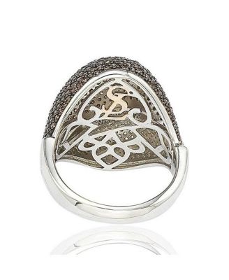 Suzy Levian Sterling Silver Cubic Zirconia Pave Double Puff Ring