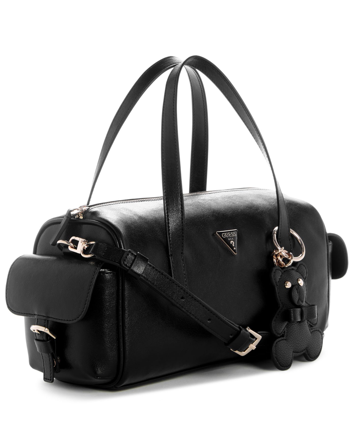 Женская сумка GUESS Kassie Small Box Top Zip Satchel, цвет: Чёрный — фото 3