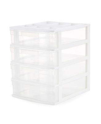 4 Drawer Desktop Countertop Storage with Organizer Lid, White