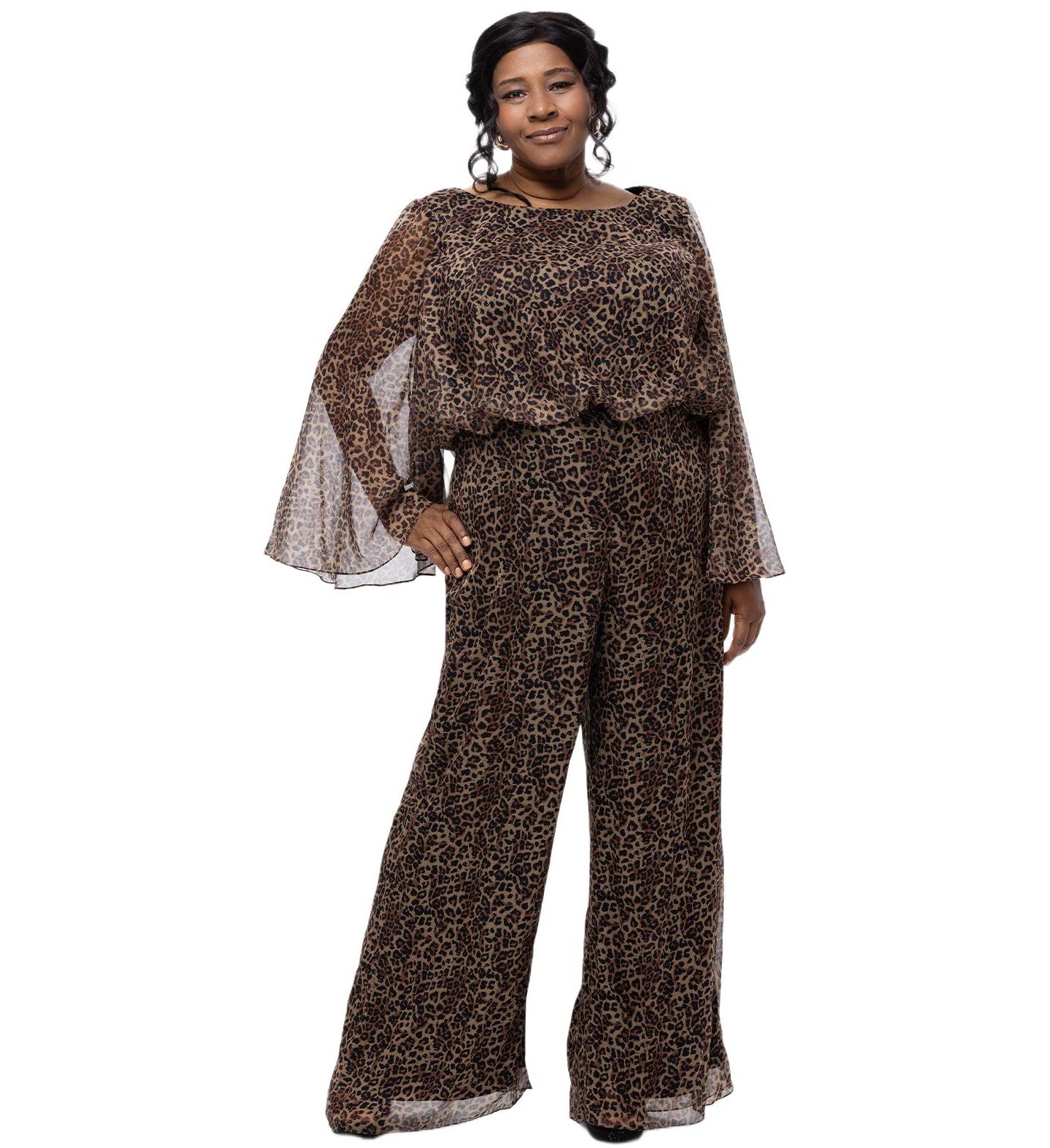 Женский комбинезон Celebrations by Sydney's Closet Scoop Neck Wide Leg Animal Print Jumpsuit, цвет: С принтом — фото 1