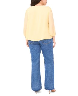 Plus Size Ruffle Detail V-Neck Top