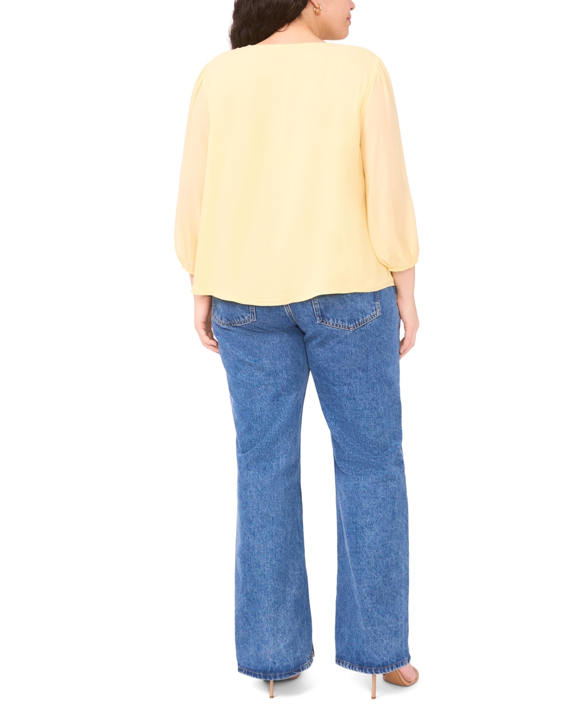 Vince Camuto Plus Ruffle Detail V-Neck Top