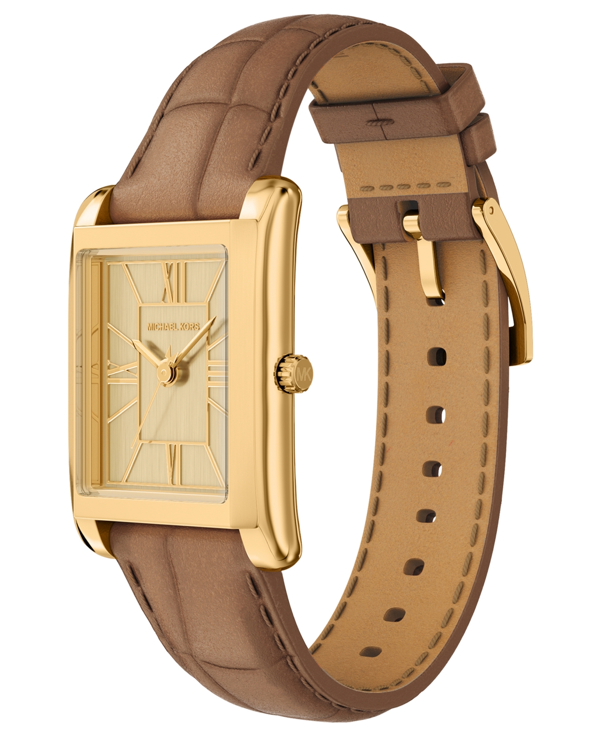 Michael Kors Women's Essex Three-Hand Brown Leather Watch, 26x36.5mm
