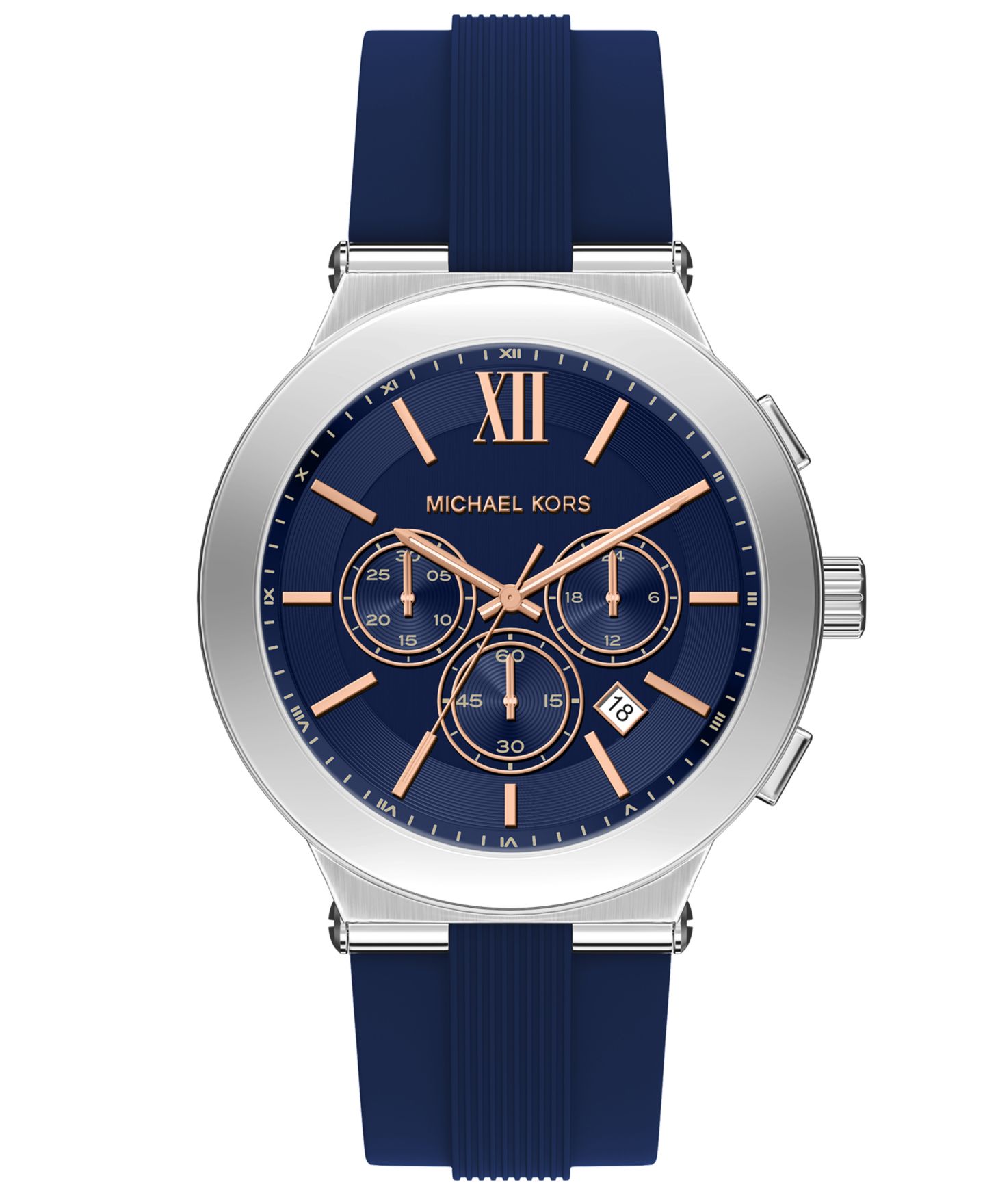 Мужские часы Michael Kors Billie Chronograph Navy Silicone Watch, 46mm — фото 1