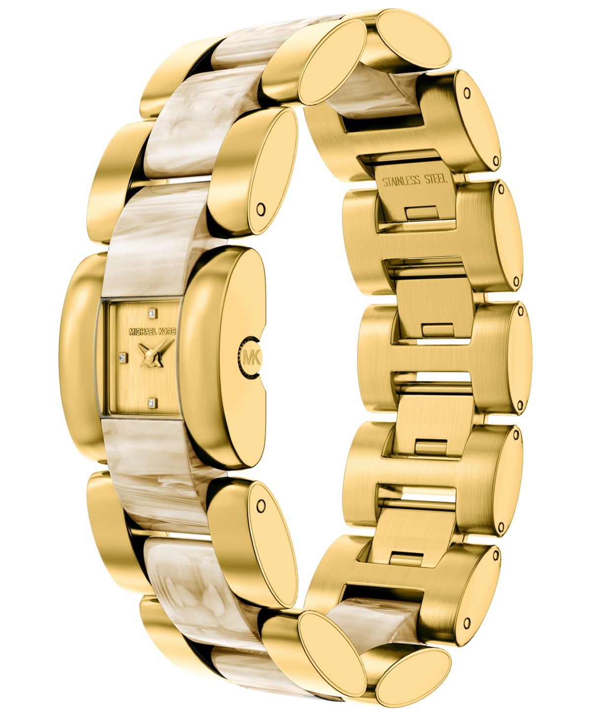 Michael Kors Women's Darrington Two-Hand Alabaster Acetate and Gold-Tone Stainless Steel Watch, 24mm