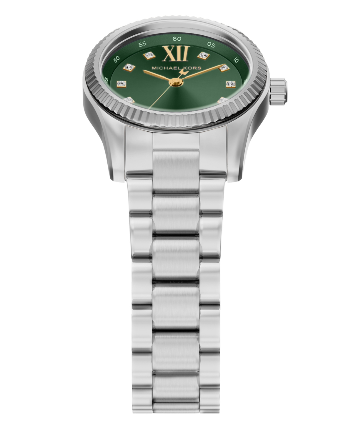 Michael Kors Women's Lexington Three-Hand Silver-Tone Stainless Steel Watch, 26mm