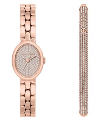 Women's Maude Three-Hand Rose Gold-Tone Stainless Steel Watch and Bracelet Set, 21MM