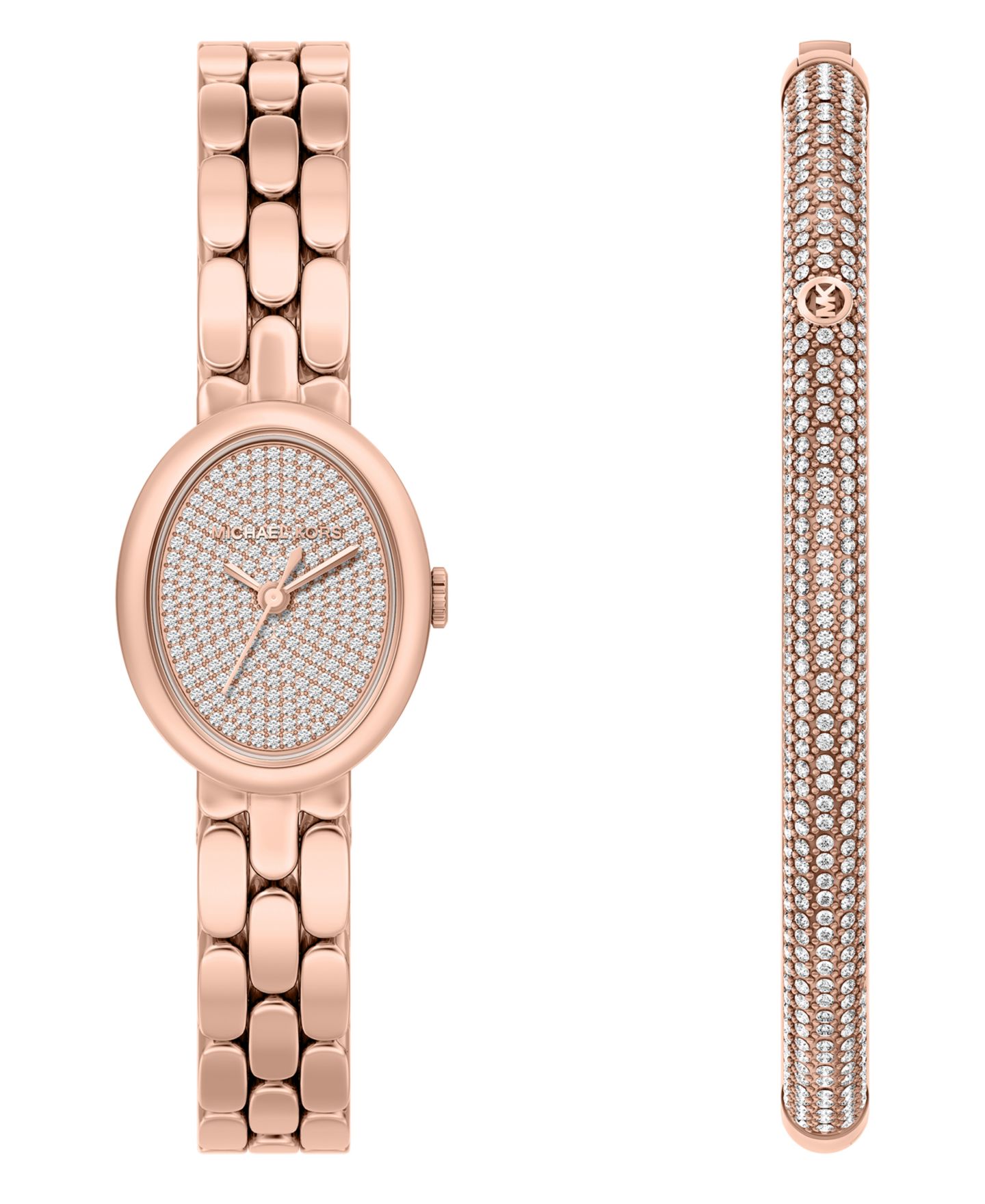 Женские часы Michael Kors Maude Three-Hand Rose Gold-Tone Stainless Steel Watch and Bracelet Set, 21MM — фото 1