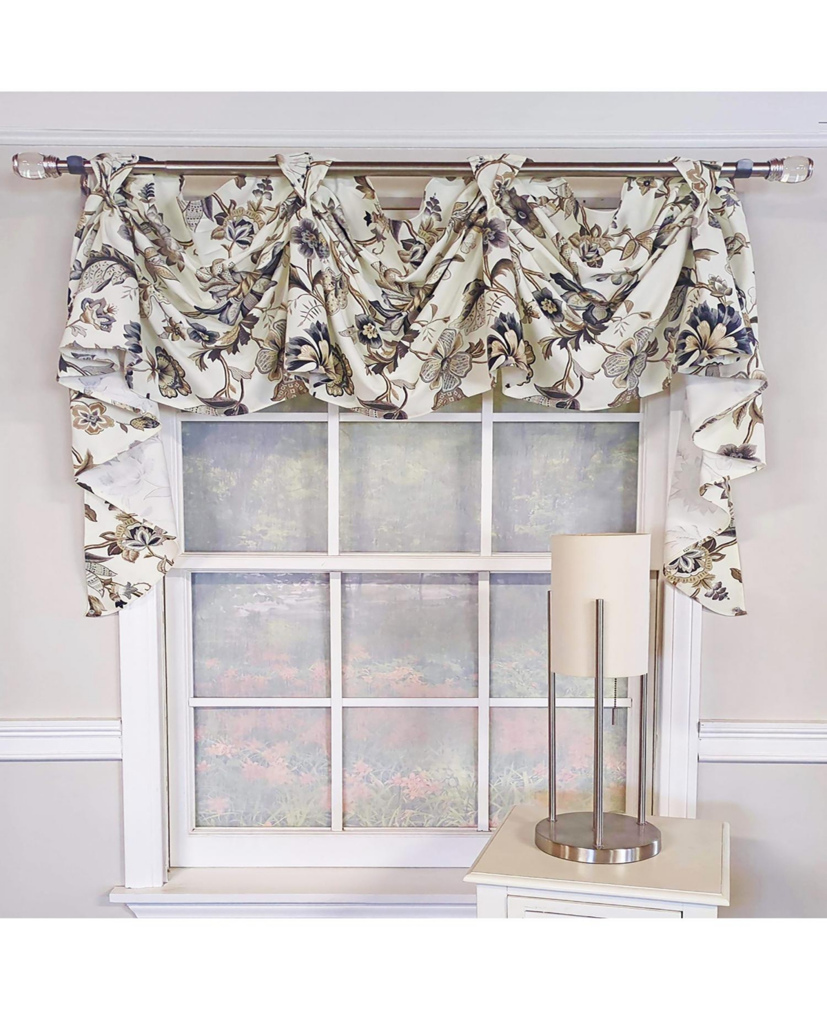 Rlf Home Zanzibar 3-s Victory 100% Cotton Tab Top Swag Window Curtain 54" x 25" Gray