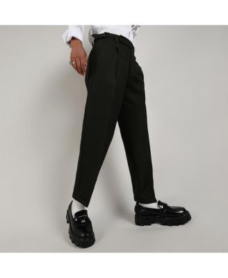 Men's Juniper Green Tailored Linen-Blend Trousers