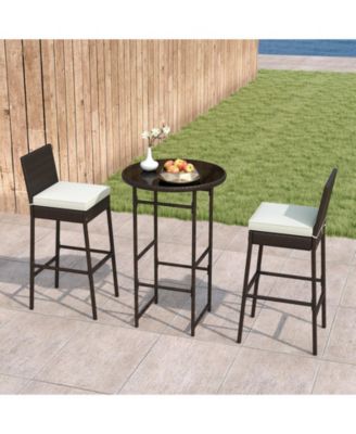 Patio Metal Bar Table Set with 2 Barstools, 3 Pieces