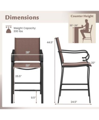 Patio Bar Stools with Mesh Fabric, Counter Height, 2-Piece