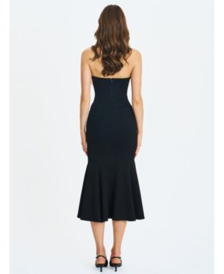 Women's Saige Black Mermaid Maxi Dress with Ivory Bow Bustline