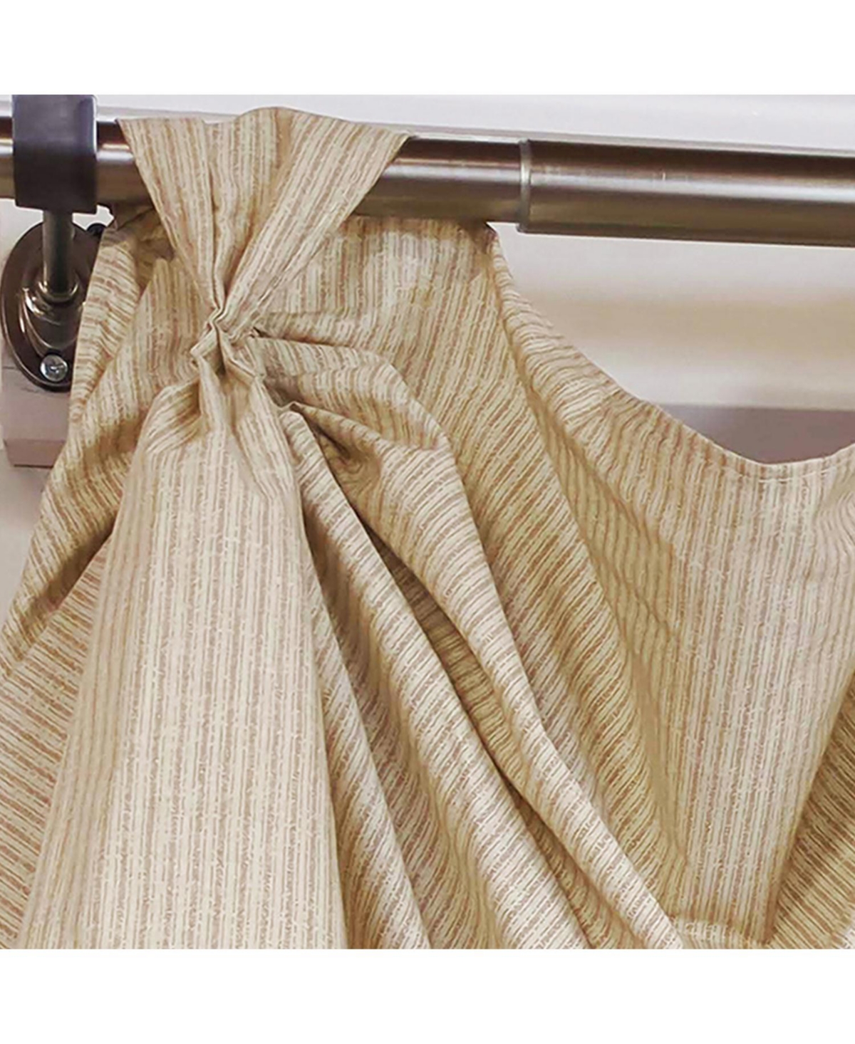 Rlf Home Pin Stripe 3-s Victory 100% Cotton Tab Top Swag Window Curtain 54" x 25" Natural