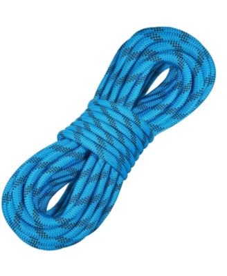 10.5 mm Static Climbing Rope, 9.7M (32ft), 25KN Breaking Tension, Fiber Rope with Steel Snap Hooks, Blue