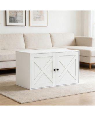 Wooden Cat Litter Box Enclosure in White