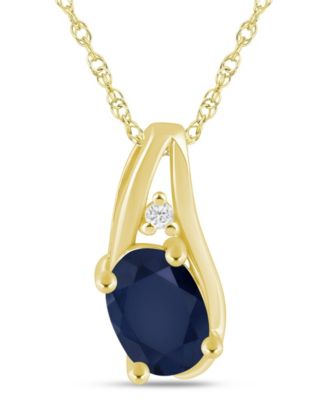 Gemstone and Diamond Accent Pendant Necklace in 10k White Gold (also in 10k Yellow Gold)